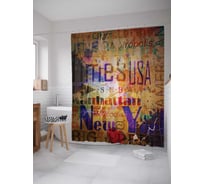 Штора (занавеска) для ванной JoyArty "Американский гранж" из сатена, 180х200 см с крючками, sc_15546