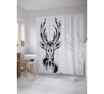 Штора (занавеска) для ванной JoyArty "Узорчатый олень" из сатена, 180х200 см с крючками, sc_12796