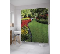 Штора (занавеска) для ванной JoyArty "Летний парк" из сатена, 180х200 см с крючками, sc_10337