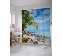 Штора (занавеска) для ванной JoyArty "Береговая история" из сатена, 180х200 см с крючками, sc_10345