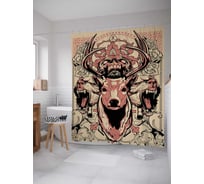 Штора (занавеска) для ванной JoyArty "Храбрый олень" из сатена, 180х200 см с крючками, sc_15535