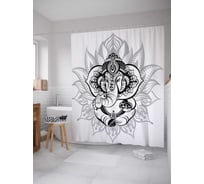 Штора (занавеска) для ванной JoyArty "Цветочный Ганеша" из сатена, 180х200 см с крючками, sc_16864