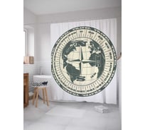 Штора (занавеска) для ванной JoyArty "Пора путешествий" из сатена, 180х200 см с крючками, sc_14179