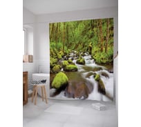 Штора (занавеска) для ванной JoyArty "Речная мшара" из сатена, 180х200 см с крючками, sc_19312