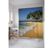 Штора (занавеска) для ванной JoyArty "Берег острова" из сатена, 180х200 см с крючками, sc_19320