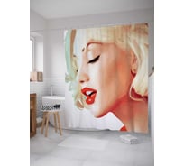 Штора (занавеска) для ванной JoyArty "Чувственная блондинка" из сатена, 180х200 см с крючками, sc_23798