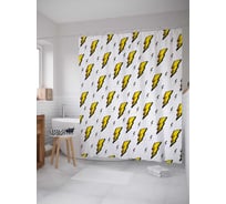 Штора (занавеска) для ванной JoyArty "Падающие молнии" из сатена, 180х200 см с крючками, sc_13185