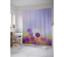 Штора (занавеска) для ванной JoyArty "Красочные одуванчики" из сатена, 180х200 см с крючками, sc_19549