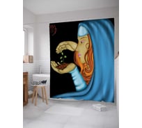 Штора (занавеска) для ванной JoyArty "Загадочная дева" из сатена, 180х200 см с крючками, sc_13357