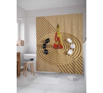 Штора (занавеска) для ванной JoyArty "Медитация на песке" из сатена, 180х200 см с крючками, sc_14099