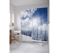 Штора (занавеска) для ванной JoyArty "Солнечная зима" из сатена, 180х200 см с крючками, sc_18886
