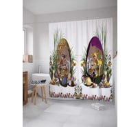 Штора (занавеска) для ванной JoyArty "Маленькие волшебницы" из сатена, 180х200 см с крючками, sc_2493