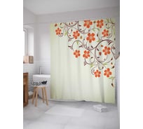Штора (занавеска) для ванной JoyArty "Цветочная диагональ" из сатена, 180х200 см с крючками, sc_16744