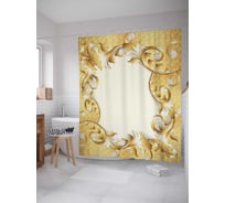 Штора (занавеска) для ванной JoyArty "Вьющееся золото" из сатена, 180х200 см с крючками, sc_16628