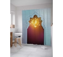 Штора (занавеска) для ванной JoyArty "Арка к звездам" из сатена, 180х200 см с крючками, sc_25301