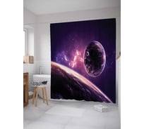 Штора (занавеска) для ванной JoyArty "Бесконечность космического пространства" из сатена, 180х200 см с крючками, sc_25094