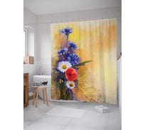 Штора (занавеска) для ванной JoyArty "Цветы фантазий" из сатена, 180х200 см с крючками, sc_19550
