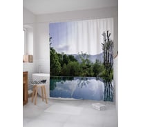 Штора (занавеска) для ванной JoyArty "Тайный бассейн" из сатена, 180х200 см с крючками, sc_12819