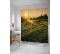 Штора (занавеска) для ванной JoyArty "Полевые рисунки" из сатена, 180х200 см с крючками, sc_14894