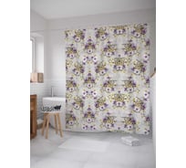 Штора (занавеска) для ванной JoyArty "Небесные цветы" из сатена, 180х200 см с крючками, sc_14051