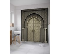 Штора (занавеска) для ванной JoyArty "Дверь с арабскими узорами" из сатена, 180х200 см с крючками, sc_12315