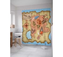 Штора (занавеска) для ванной JoyArty "На острове сокровищ" из сатена, 180х200 см с крючками, sc_19197