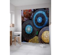 Штора (занавеска) для ванной JoyArty "Красивые диски" из сатена, 180х200 см с крючками, sc_12317