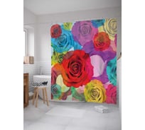 Штора (занавеска) для ванной JoyArty "Месяц цветов" из сатена, 180х200 см с крючками, sc_14754