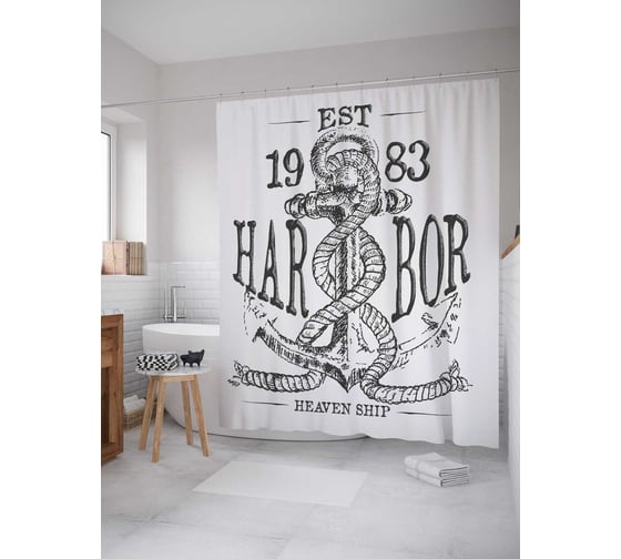 Штора (занавеска) для ванной JoyArty "Восточная гавань" из сатена, 180х200 см с крючками, sc_15925 1