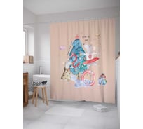 Штора (занавеска) для ванной JoyArty "Счастливого нового года" из сатена, 180х200 см sc_378427