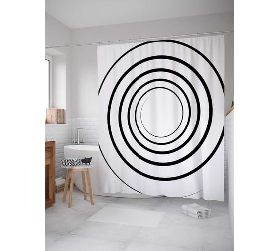 Штора (занавеска) для ванной JoyArty "Классическая спираль" из сатена, 180х200 см с крючками, sc_18737 1