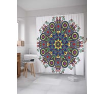 Штора (занавеска) для ванной JoyArty "Цветочный салют" из сатена, 180х200 см с крючками, sc_18745