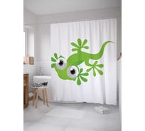 Штора (занавеска) для ванной JoyArty "Милый ящер" из сатена, 180х200 см с крючками, sc_13380