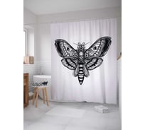 Штора (занавеска) для ванной JoyArty "Бабочка с черепом" из сатена, 180х200 см с крючками, sc_14509