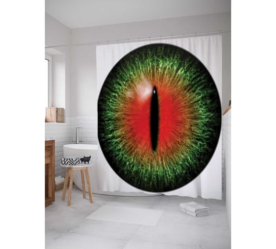 Штора (занавеска) для ванной JoyArty "Кошачий зрачок" из сатена, 180х200 см с крючками, sc_13390 1