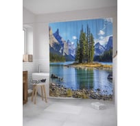Штора (занавеска) для ванной JoyArty "Горная река" из сатена, 180х200 см с крючками, sc_10292