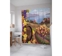 Штора (занавеска) для ванной JoyArty "Уютные виноградники" из сатена, 180х200 см с крючками, sc_14841