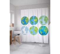 Штора (занавеска) для ванной JoyArty "Вариации планеты" из сатена, 180х200 см с крючками, sc_13768