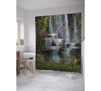 Штора (занавеска) для ванной JoyArty "Чудный водопад" из сатена, 180х200 см с крючками, sc_10153