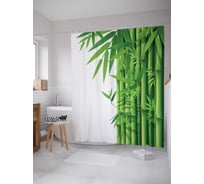 Штора (занавеска) для ванной JoyArty "Бамбуковые ростки" из сатена, 180х200 см с крючками, sc_13723
