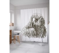 Штора (занавеска) для ванной JoyArty "Хитрый орел" из сатена, 180х200 см с крючками, sc_17086