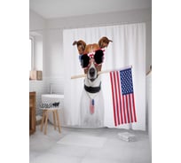 Штора (занавеска) для ванной JoyArty "Фанат Америки" из сатена, 180х200 см с крючками, sc_10664