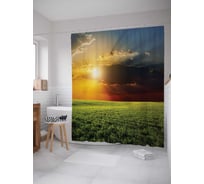 Штора (занавеска) для ванной JoyArty "Облачный закат" из сатена, 180х200 см с крючками, sc_14888