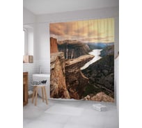 Штора (занавеска) для ванной JoyArty "Видимость с горы" из сатена, 180х200 см с крючками, sc_15303