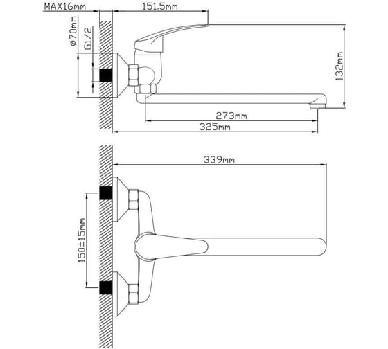 Смеситель для ванны AV Engineering SHU латунь, D35 AVSHU7-A132-246