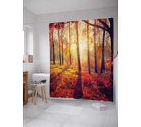 Штора (занавеска) для ванной JoyArty "Лесные краски" из сатена, 180х200 см с крючками, sc_2392