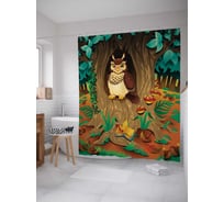 Штора (занавеска) для ванной JoyArty "Мудрая сова" из сатена, 180х200 см с крючками, sc_15680