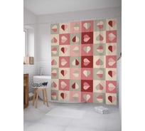 Штора (занавеска) для ванной JoyArty "Разноцветные сердечки" из сатена, 180х200 см с крючками, sc_10735