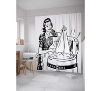 Штора (занавеска) для ванной JoyArty "Реклама стирки" из сатена, 180х200 см с крючками, sc_15591