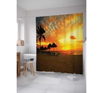 Штора (занавеска) для ванной JoyArty "Завораживающий закат" из сатена, 180х200 см с крючками, sc_15316